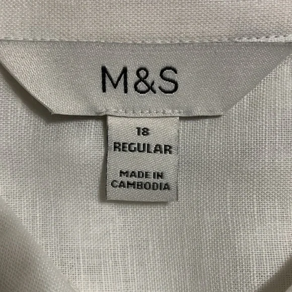 M&S Women Linen Rich Belted Collection Elegant White Shirt Dress Size 18 Quiet - Picture 7 of 16
